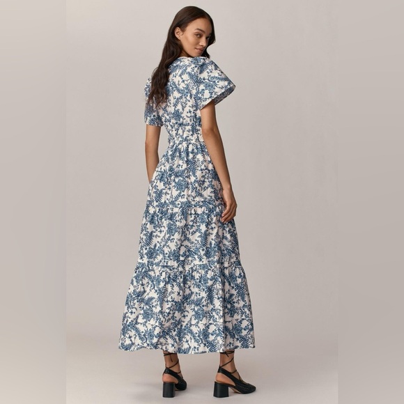 Anthropologie- Sumerset navy/ivory tiered maxi dress - Picture 4 of 11